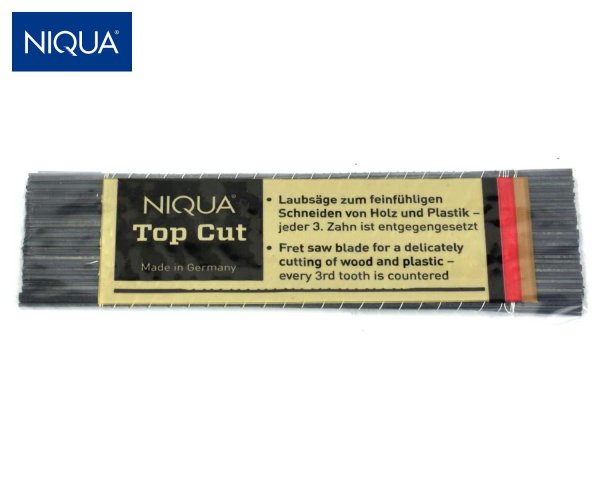 NIQUA TOP CUT Laubsägeblätter 130 mm, für feine ausrissfreie Schnitte No. 12 = 0,52 x 1,70, 1 x 12 Sägeblätter