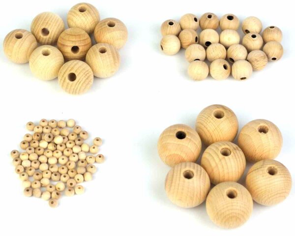 Holzkugeln Ø 40 mm, 20 Kugeln, massive Buche, mit Bohrung